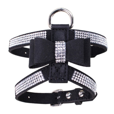 Pet Puppy Dog Harness Velvet & Leather Leash