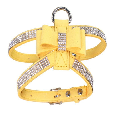 Pet Puppy Dog Harness Velvet & Leather Leash